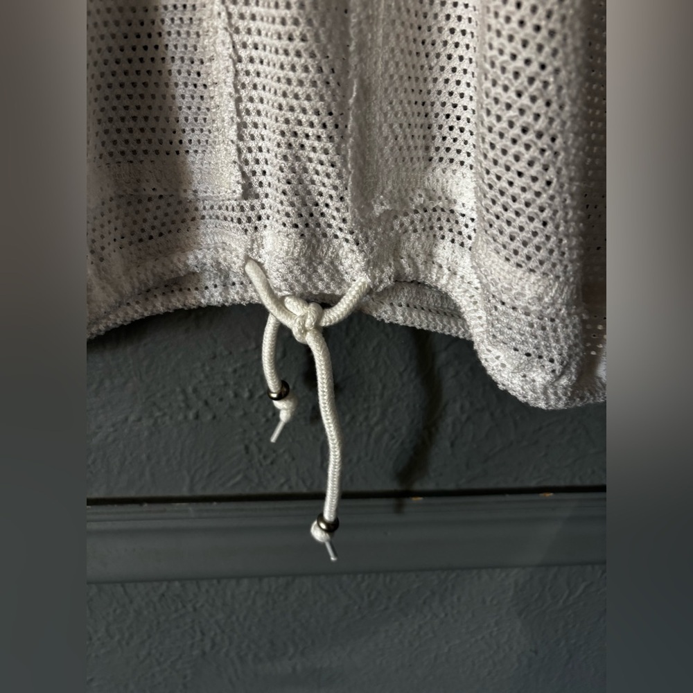 Tribal White Mesh Pullover Crewneck Tie-Hem Long Sleeve | Size L - Picture 11 of 11